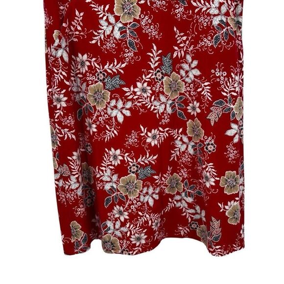 J. Jill Floral Short Sleeve Round Neck Front Pocket Dress Red Size Small Petite - Picture 4 of 8
